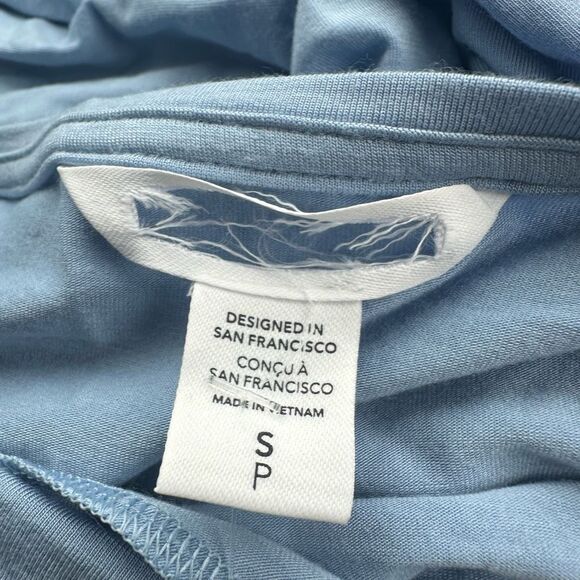 ATHLETA $69 Weekender Long Ruched Boat Neck Tencel Top Blue small NEW - Picture 4 of 4